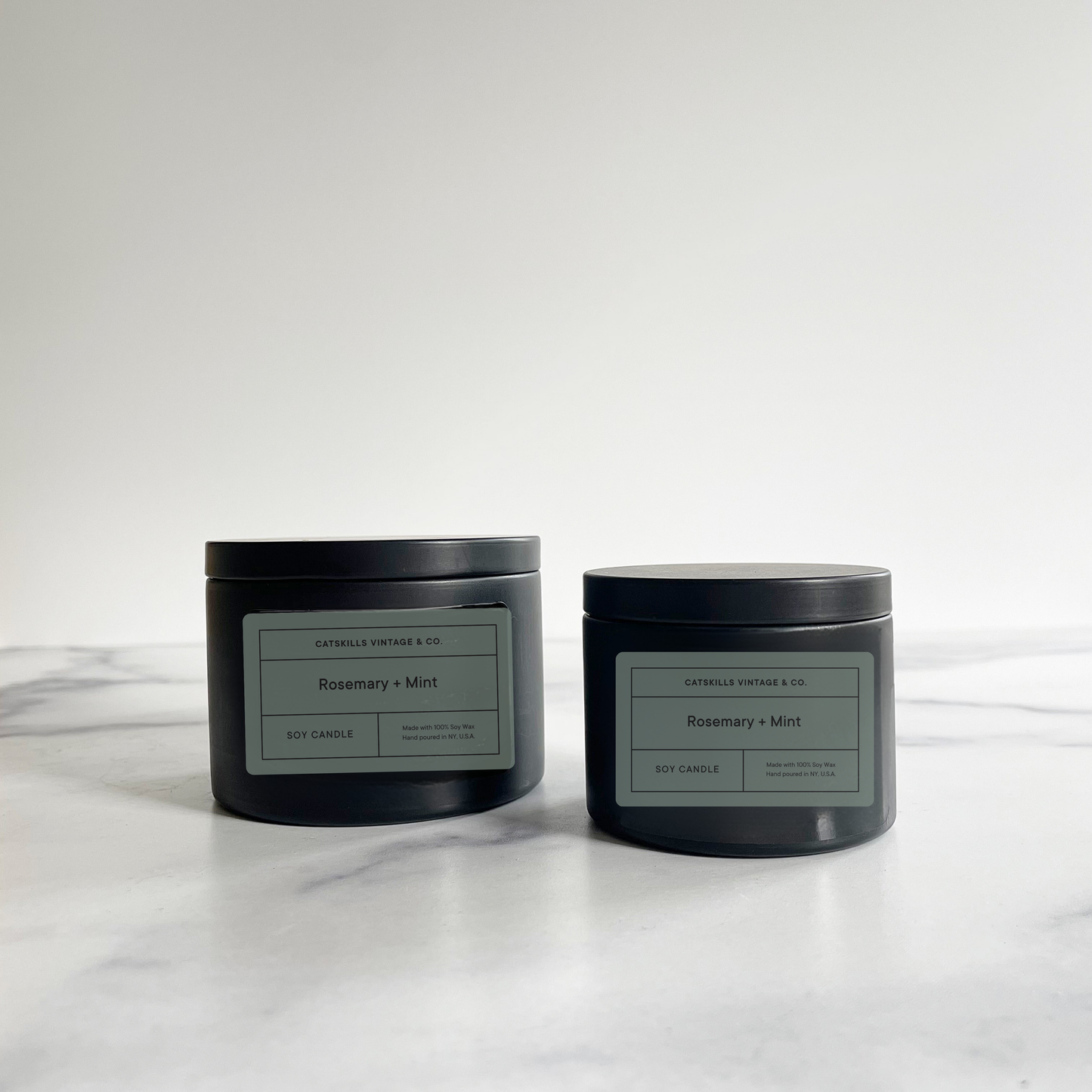 Rosemary + Mint - Black Tin Candle