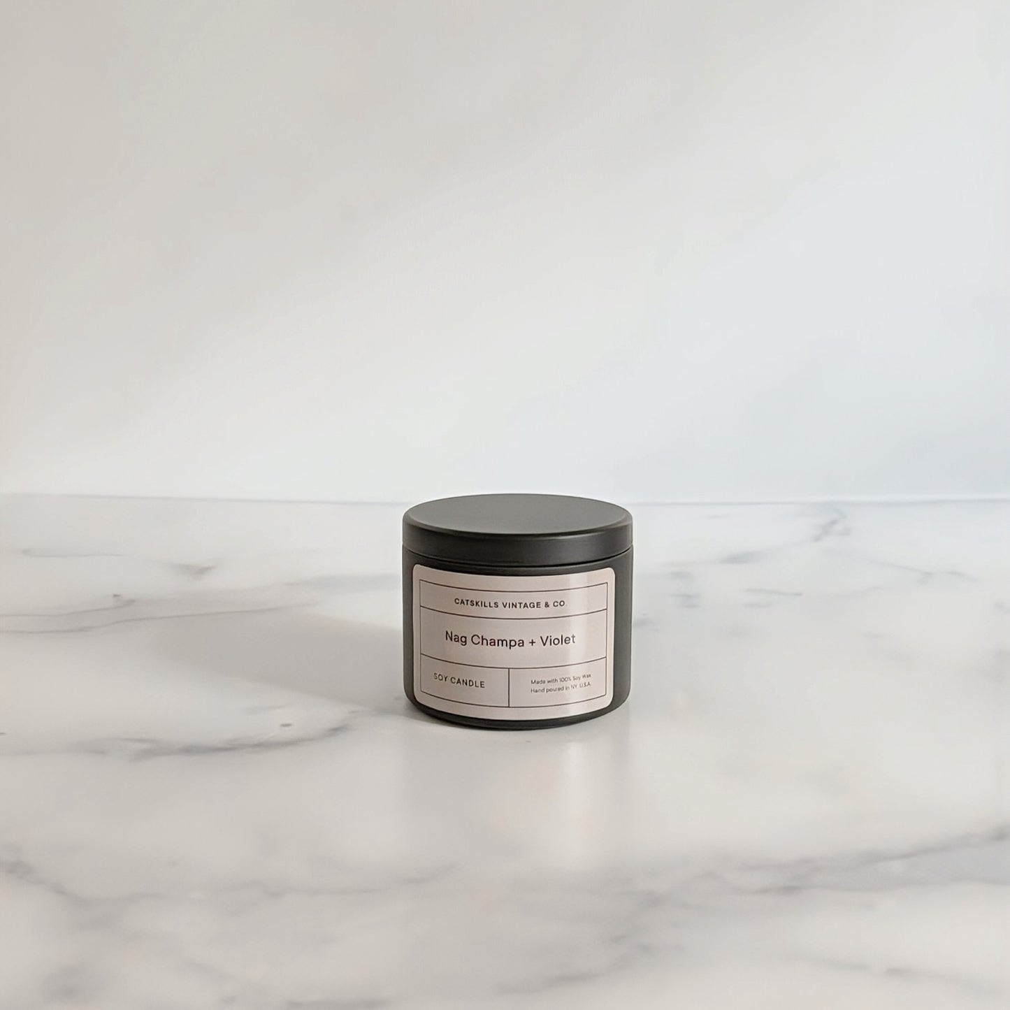 Nag Champa + Violet -  Black Tin Candle