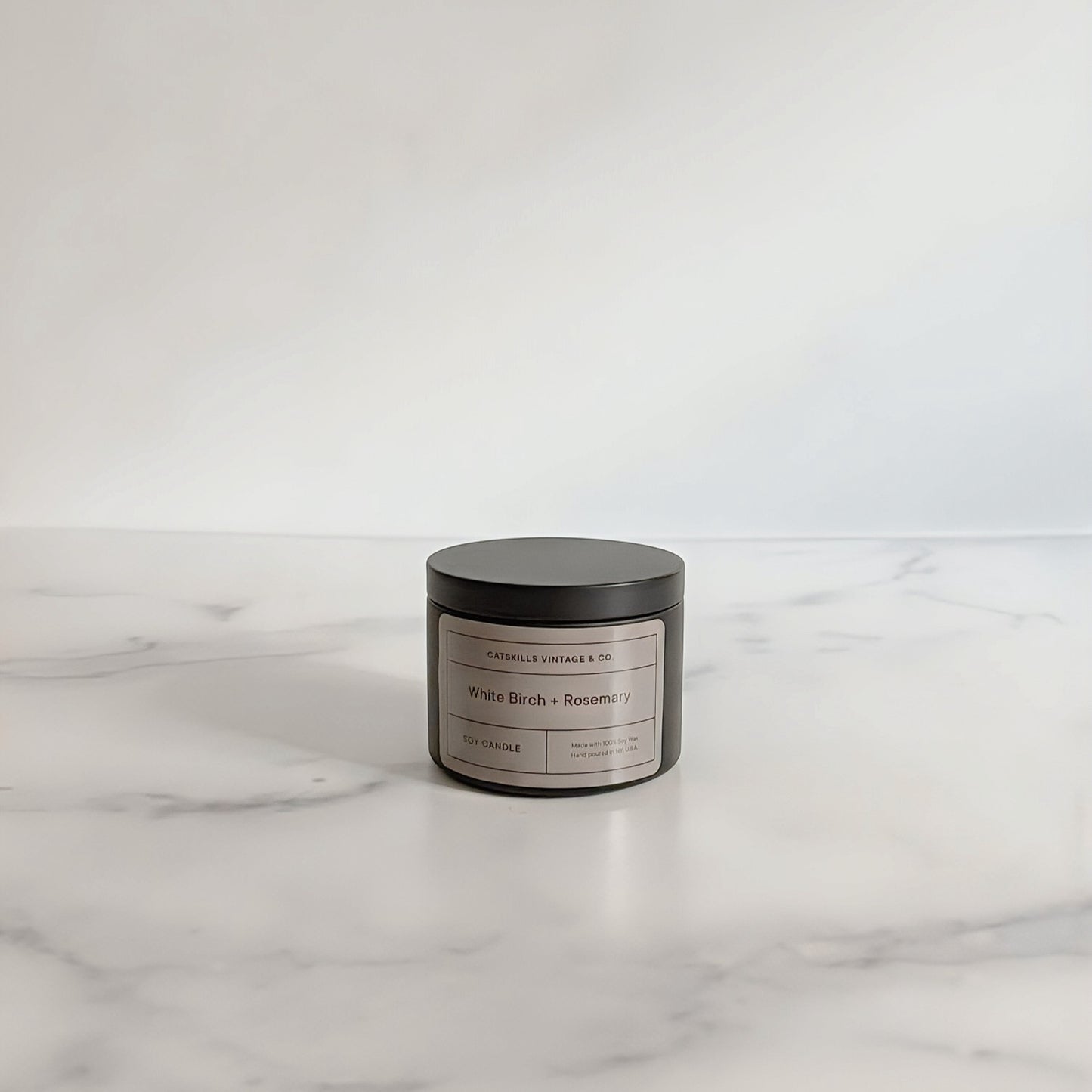 Holiday Black Tin Candle - White Birch + Rosemary