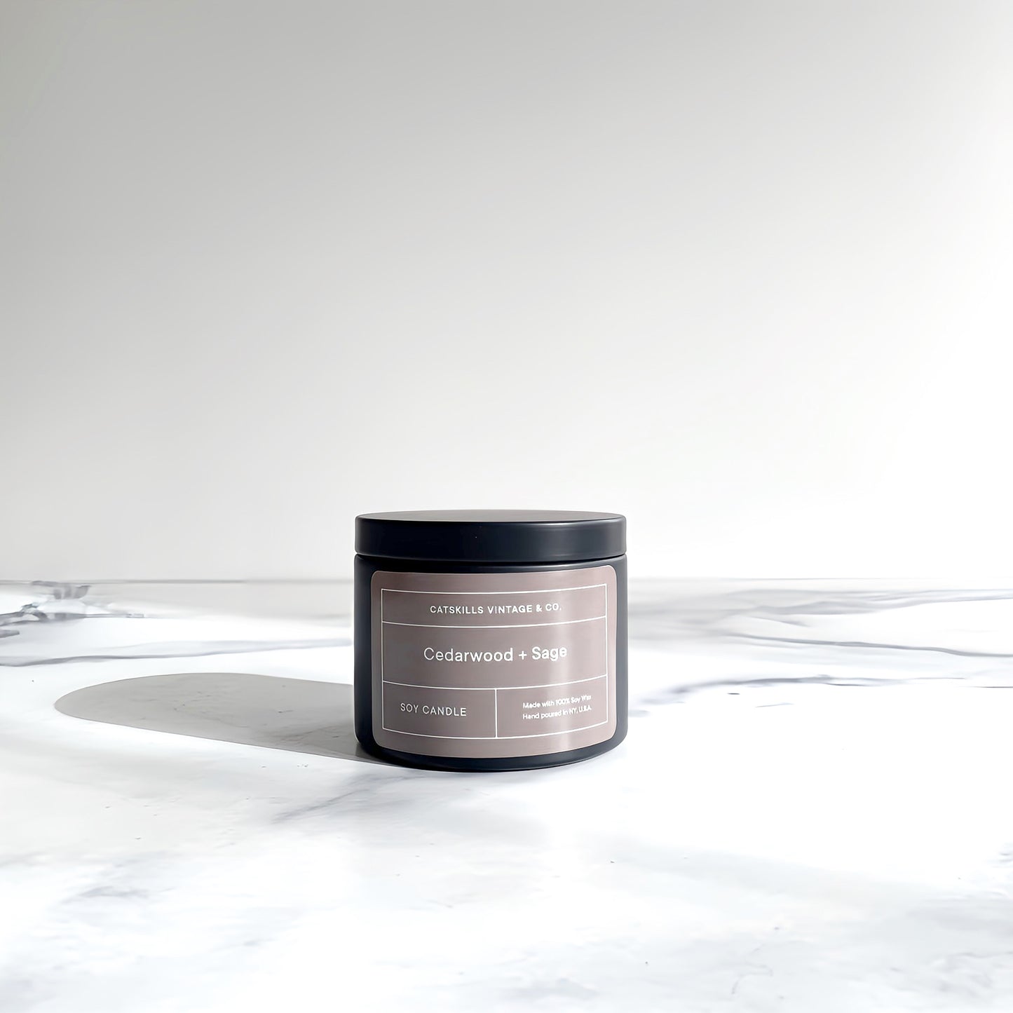 Cedarwood + Sage - Black Tin Candle