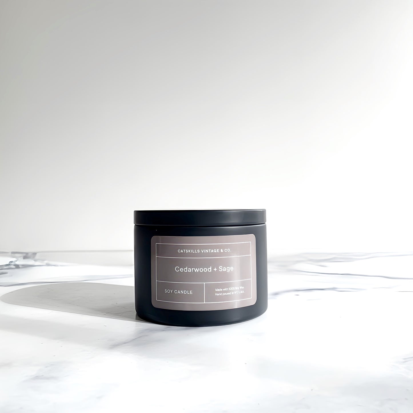 Cedarwood + Sage - Black Tin Candle