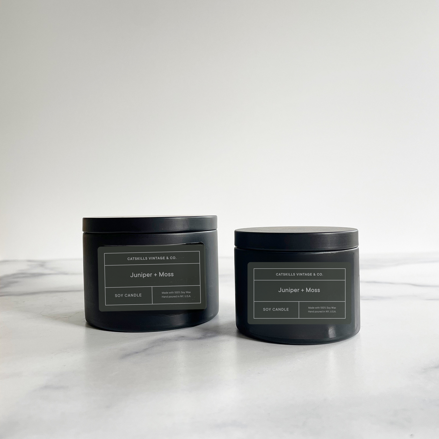 Juniper + Moss  - Black Tin Candle