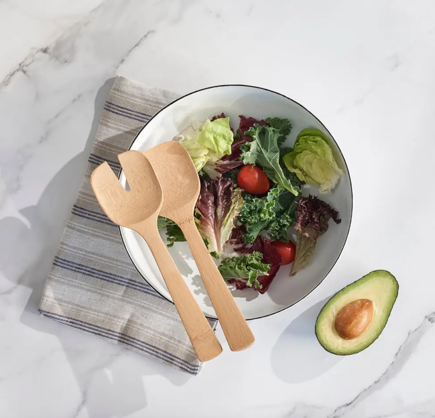 Bamboo Short Salad Serving Set