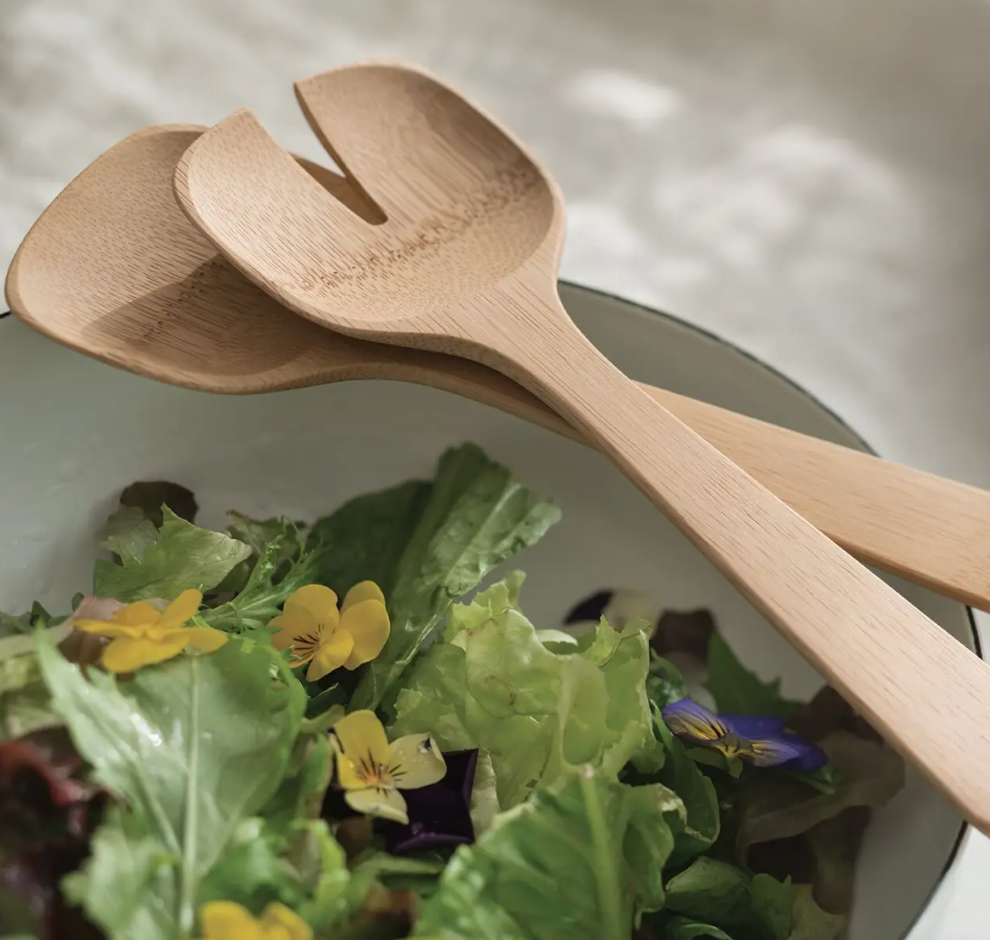 Bamboo Short Salad Serving Set