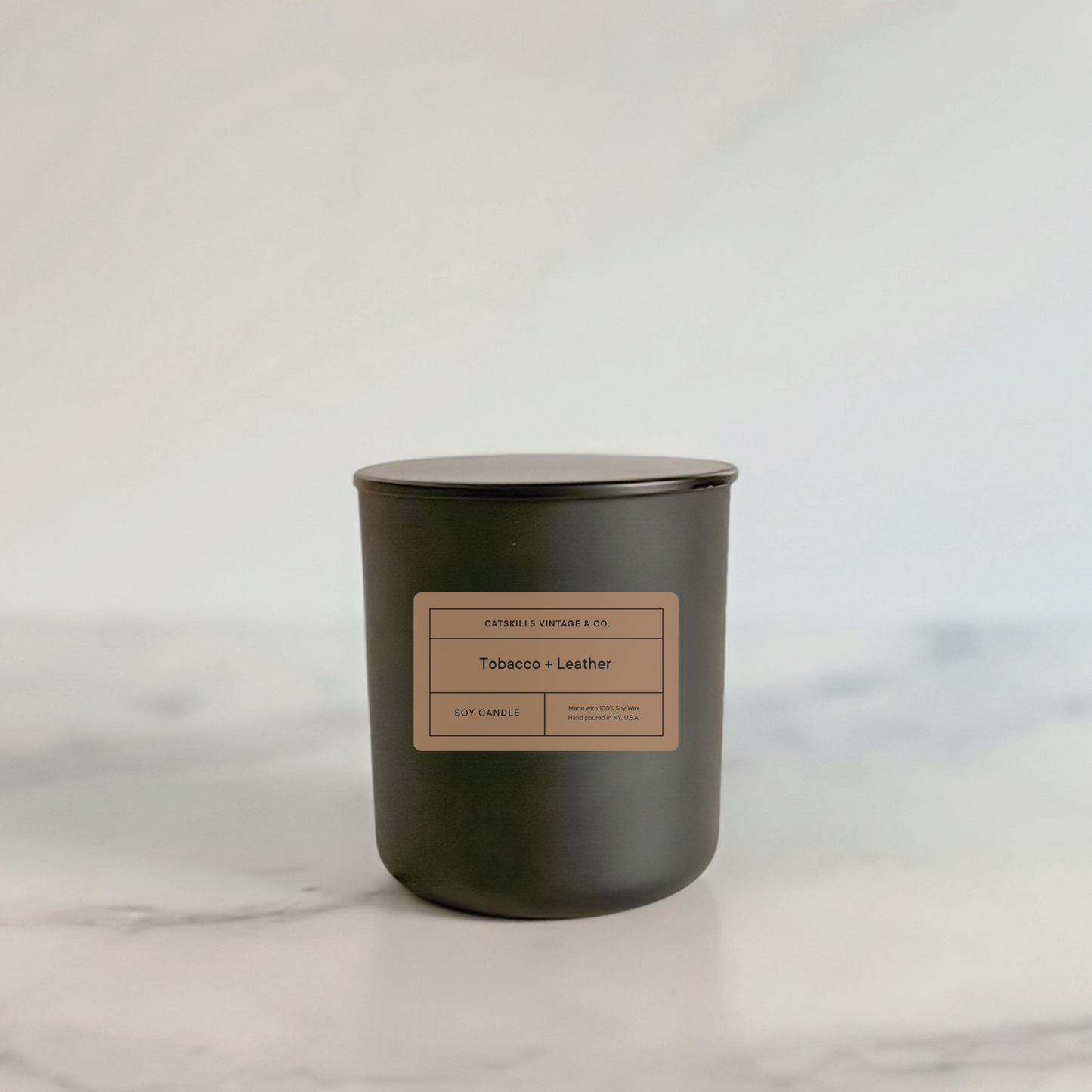 Tobacco + Leather 8 oz. Candle Jar with Lid