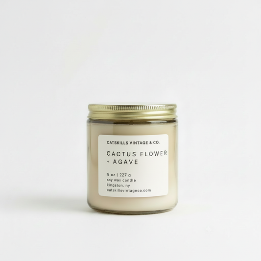 8 oz. Oatmeal Glass Candle - Cactus Flower + Agave hero shot