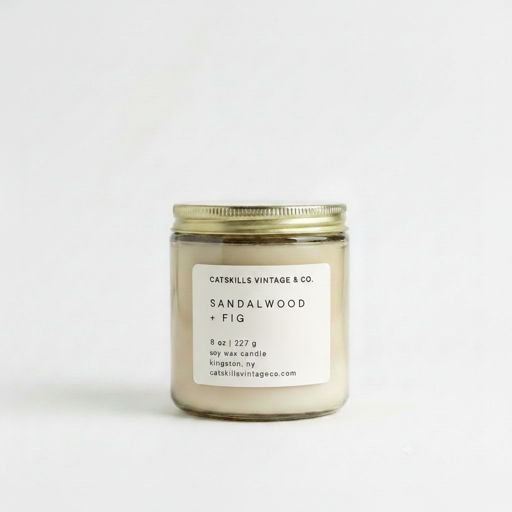 8 oz. Oatmeal Glass Candle - Sandalwood + Fig hero shot