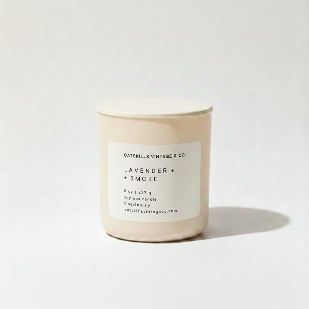 8 oz. Matte Glass Candle - Lavender + Smoke hero shot