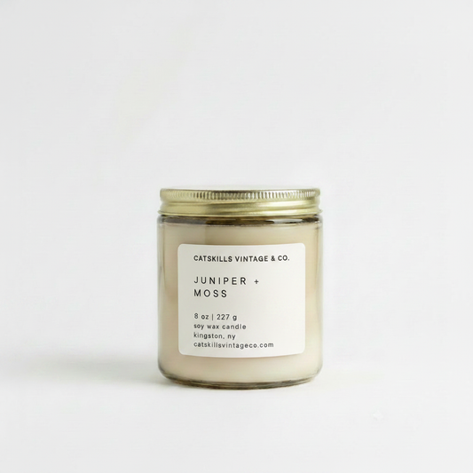 8 oz. Oatmeal Glass Candle - Juniper + Moss hero shot
