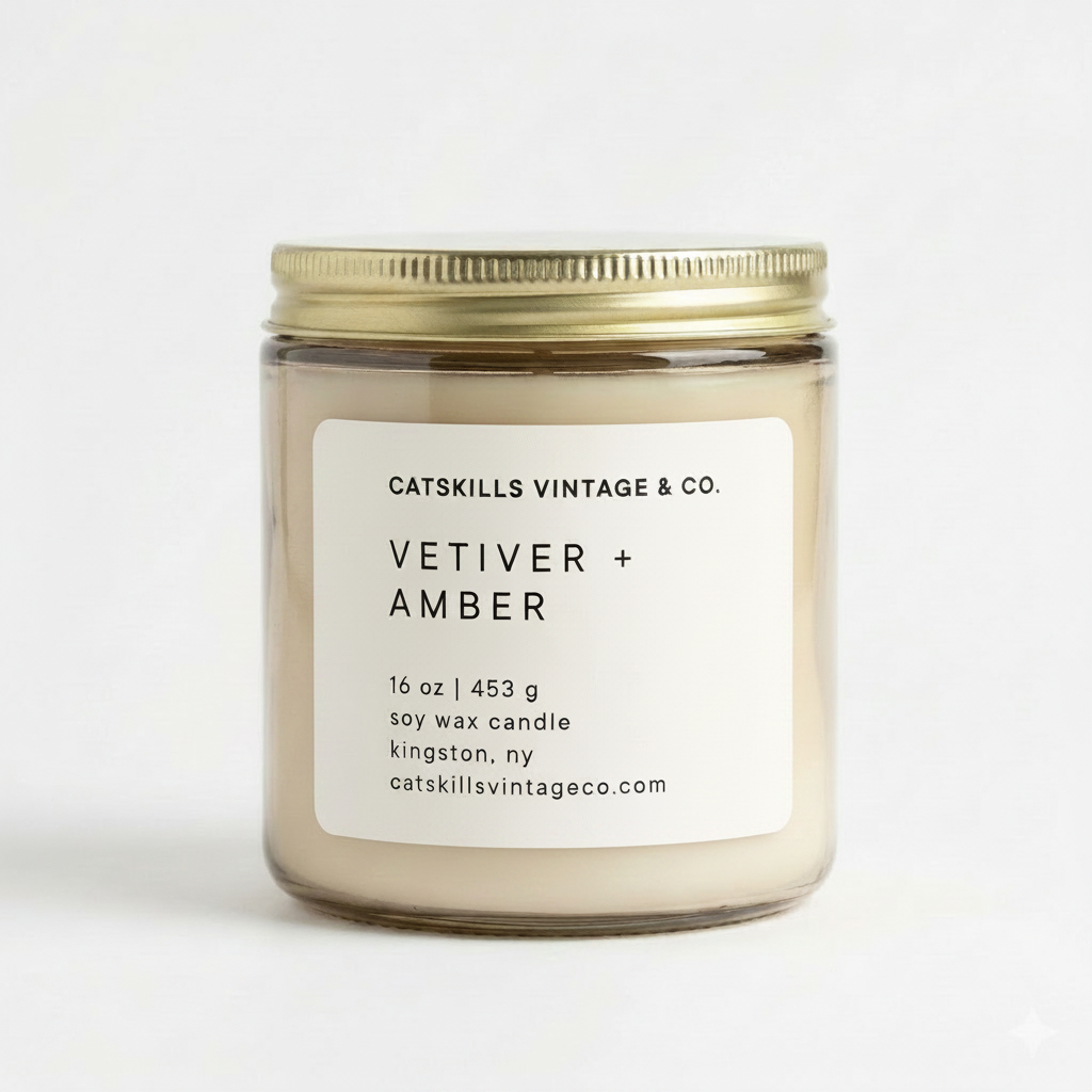 16 oz. Oatmeal Glass Candle - Vetiver + Amber hero shot