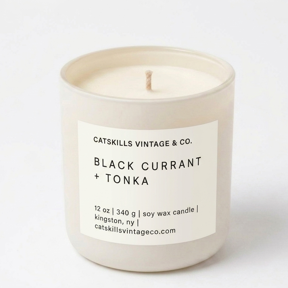 12 oz. Matte Glass Candle - Black Currant + Tonka