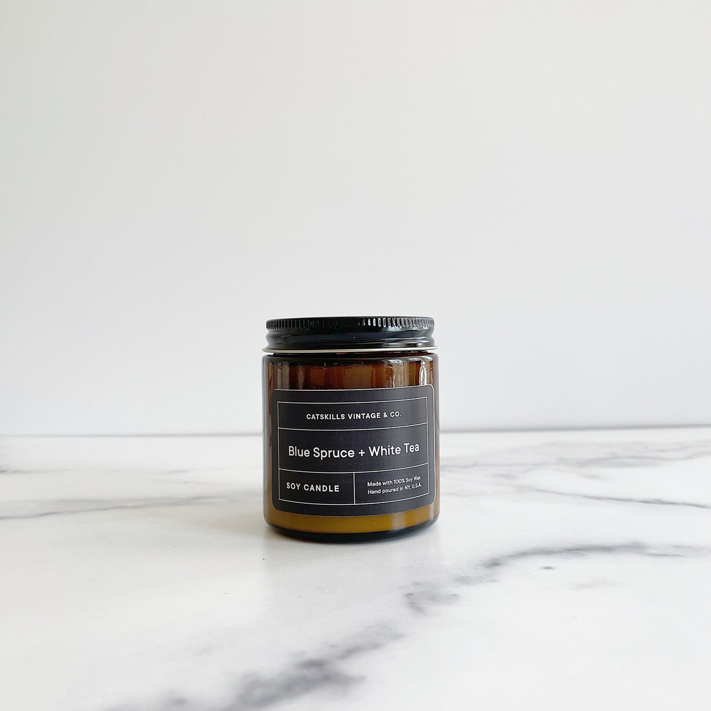 Blue Spruce + White Tea Glass Jar Candle
