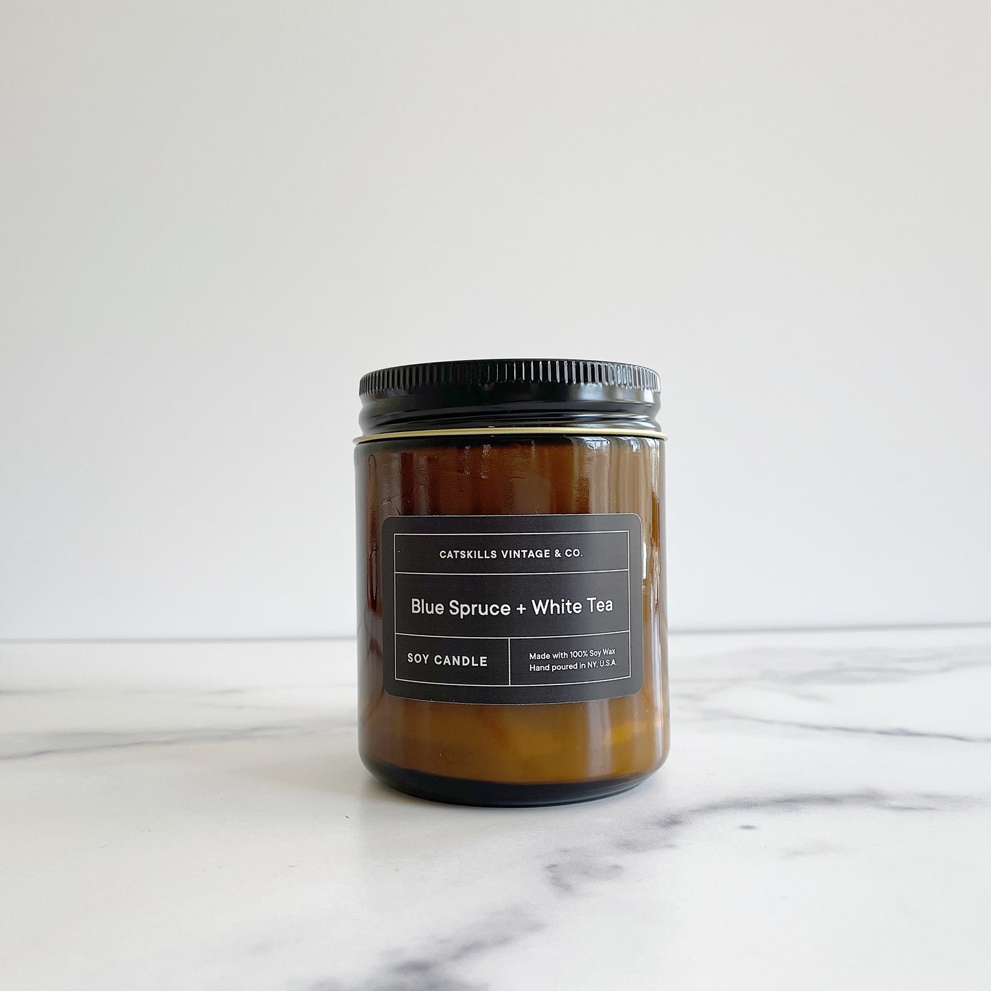 Blue Spruce + White Tea Glass Jar Candle