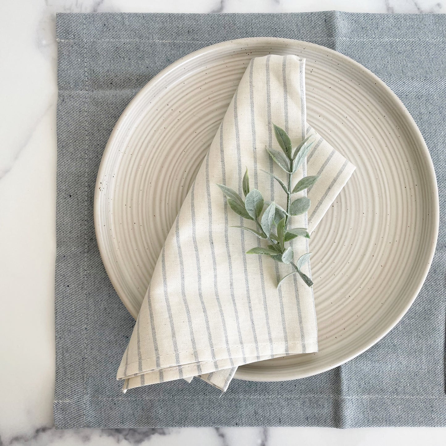 Natural Blue Stripe Dinner Napkins