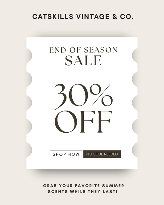 Catskills Vintage & Co. end-of-season sale: 30% off summer scents while they last, no code needed.