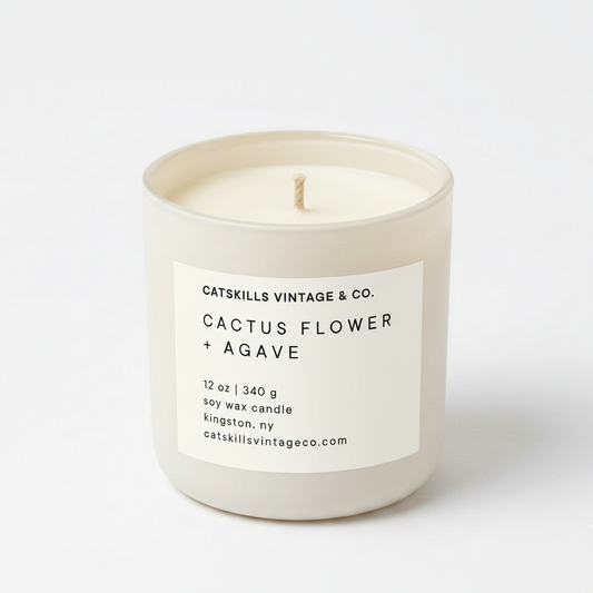 12 oz. Matte Glass Candle - Cactus Flower + Agave