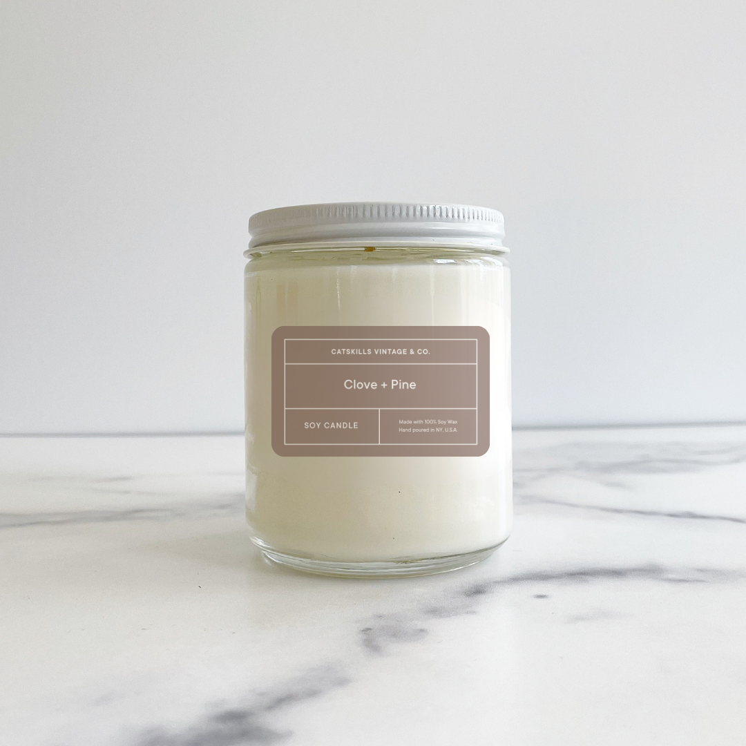 Clove + Pine Glass Jar Candle