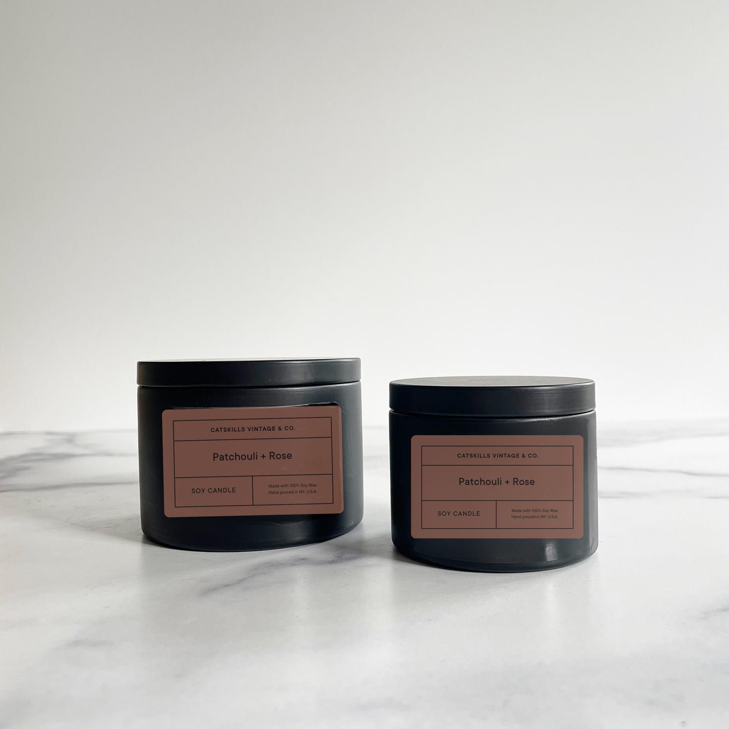 Patchouli + Rose - Black Tin Candle