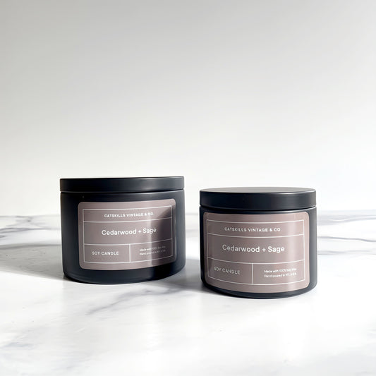 Cedarwood + Sage - Black Tin Candle