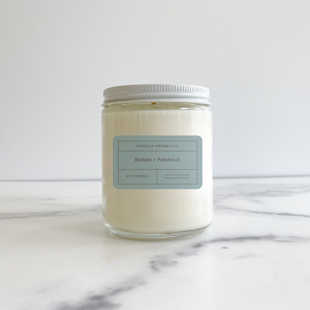 Balsam + Patchouli Glass Jar Candle