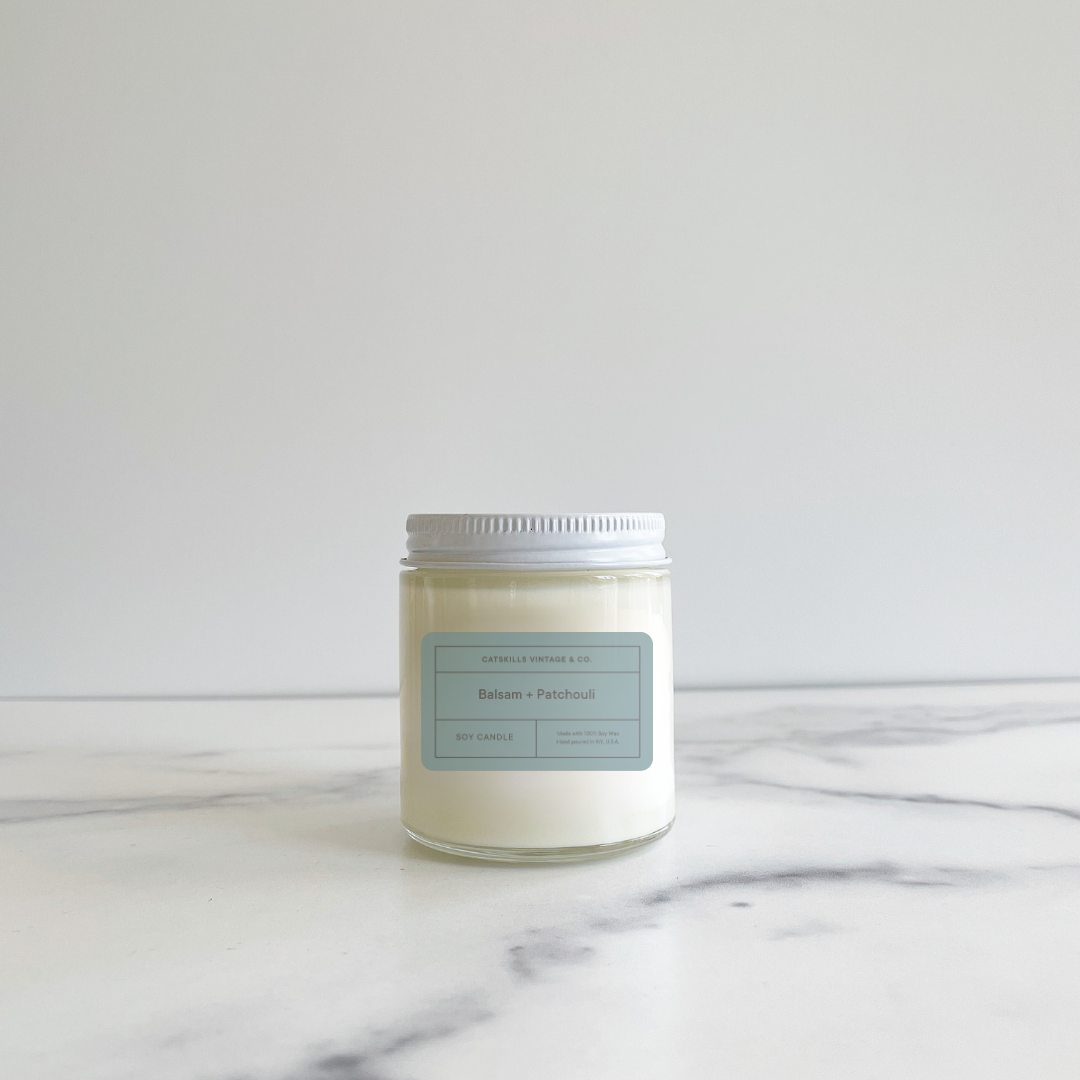 Balsam + Patchouli Glass Jar Candle