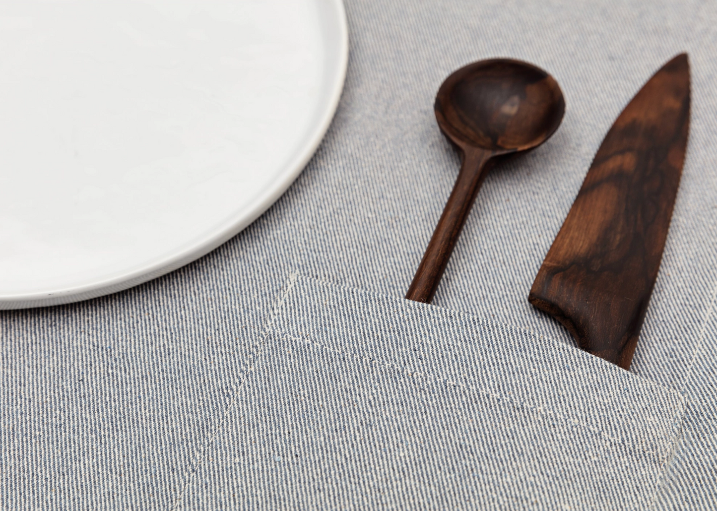 Denim and Cotton Placemat with Pocket Set of 4