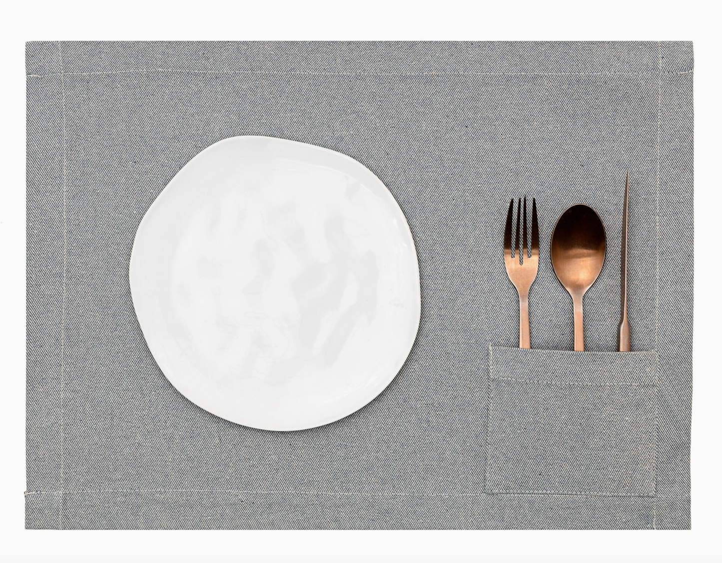 Denim and Cotton Placemat with Pocket Set of 4