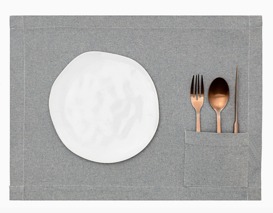 Denim and Cotton Placemat with Pocket Set of 4