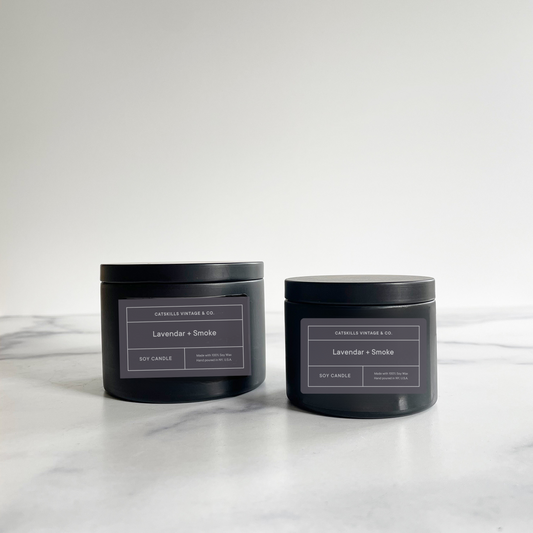 Lavender + Smoke  - Black Tin Candle