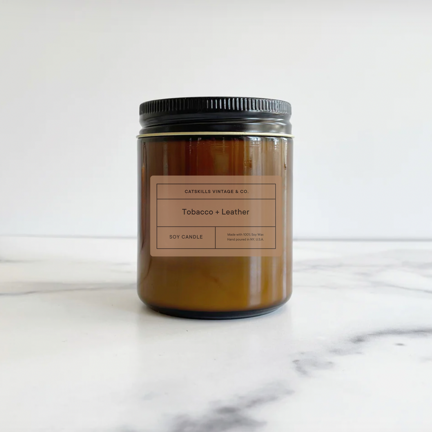 Tobacco + Leather -  Glass Jar Candle