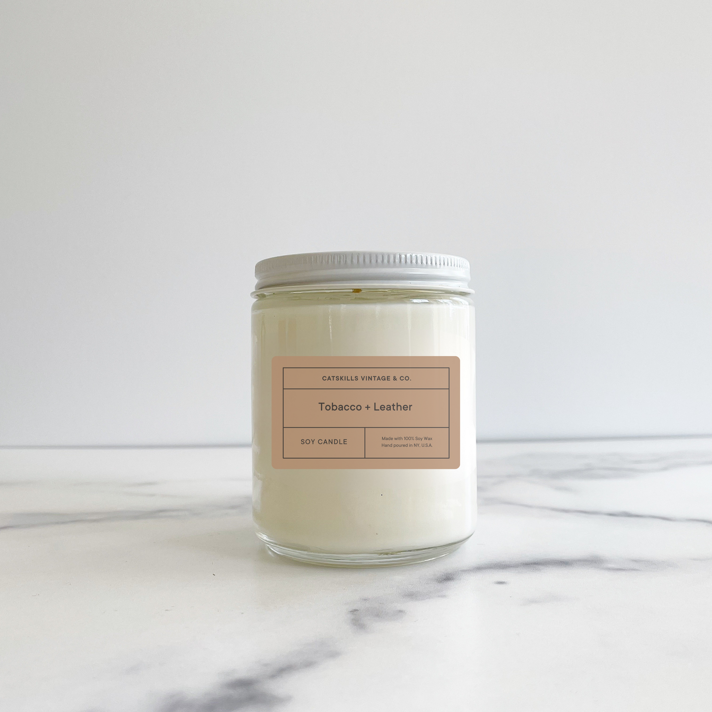 Tobacco + Leather -  Glass Jar Candle