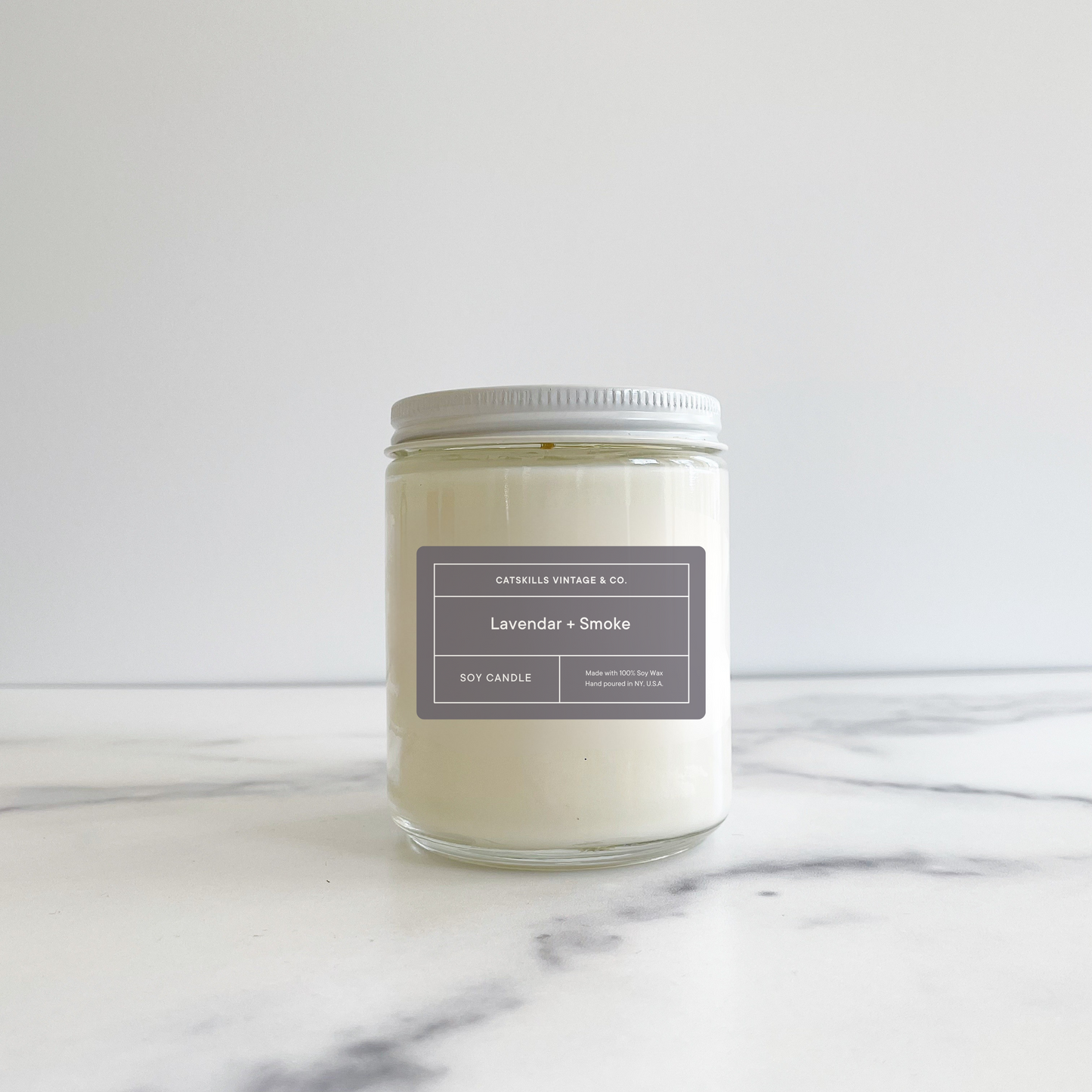 Lavender + Smoke -  Glass Jar Candle