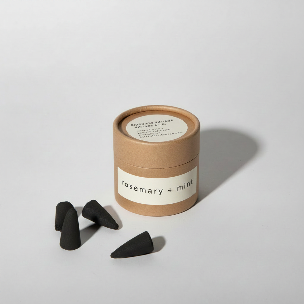 Incense Cones - Rosemary + Mint jar with cones