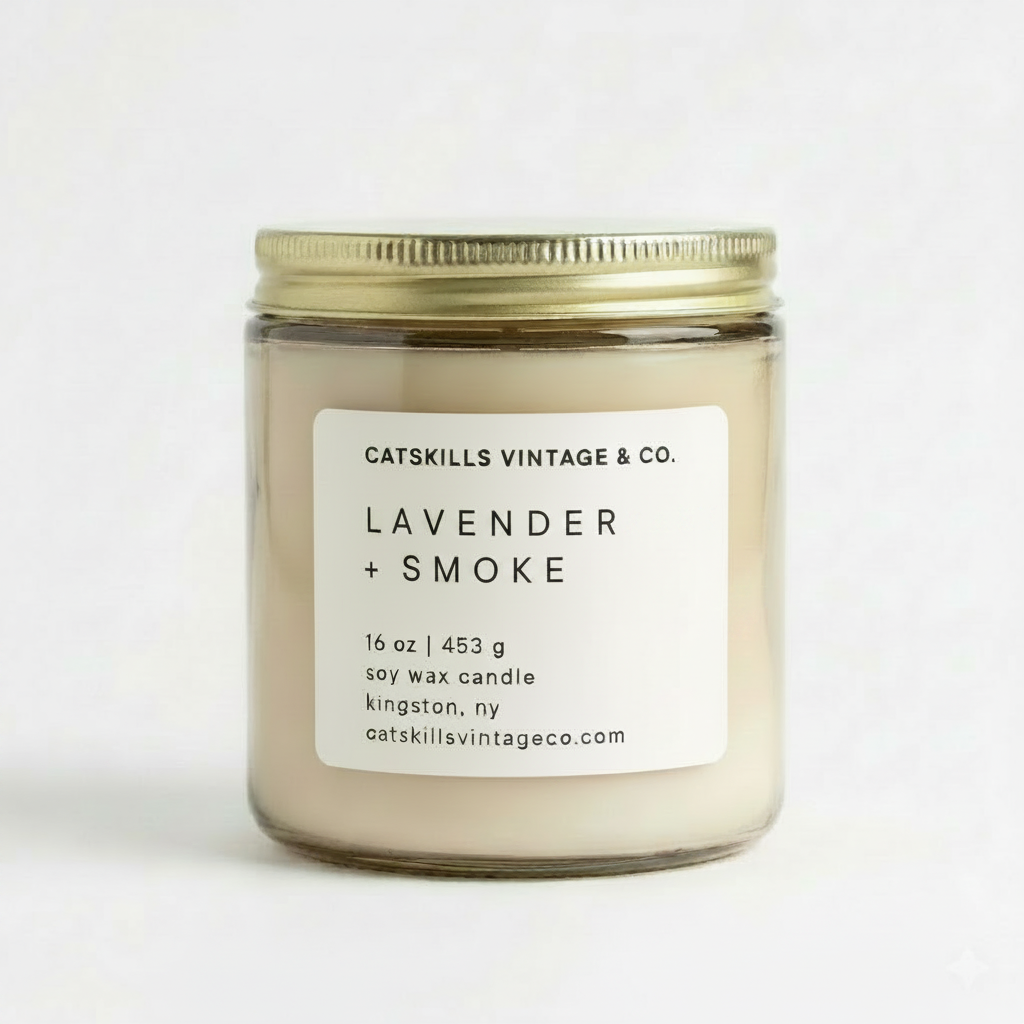 16 oz. Oatmeal Glass Candle - Lavender + Smoke hero shot