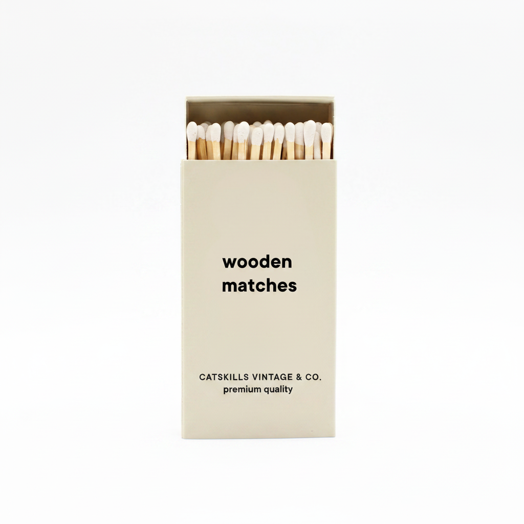 Catskills Vintage & Co. branded wooden matchbox - square product shot