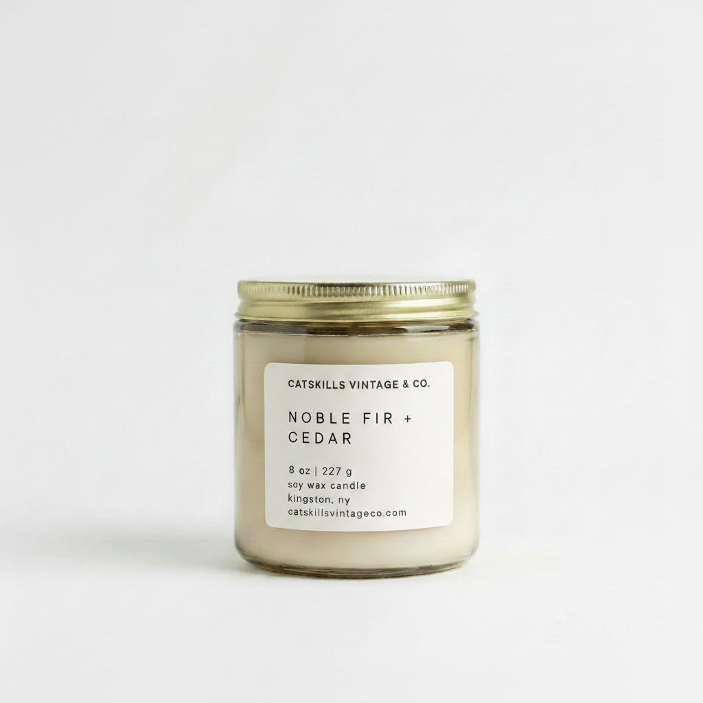 8 oz. Oatmeal Glass Candle - Noble Fir + Cedar hero shot