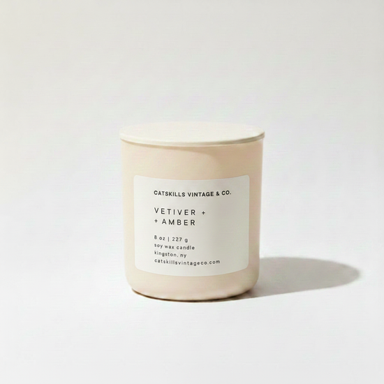 8 oz. Matte Glass Candle - Vetiver + Amber hero shot
