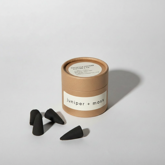 Incense Cones - Juniper + Moss jar with cones