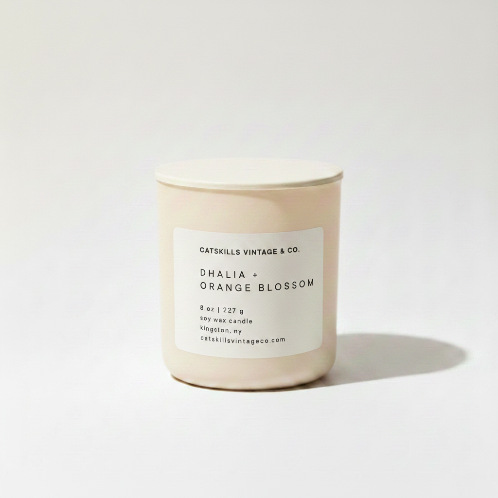 8 oz. Matte Glass Candle - Dahlia + Orange Blossom hero shot