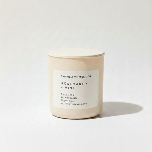 8 oz. Matte Glass Candle - Rosemary + Mint hero shot