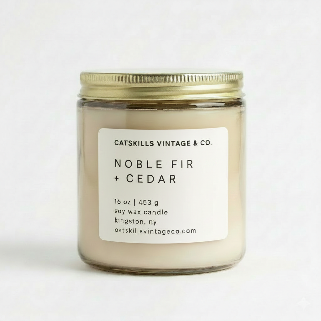 16 oz. Oatmeal Glass Candle - Noble Fir + Cedar hero shot