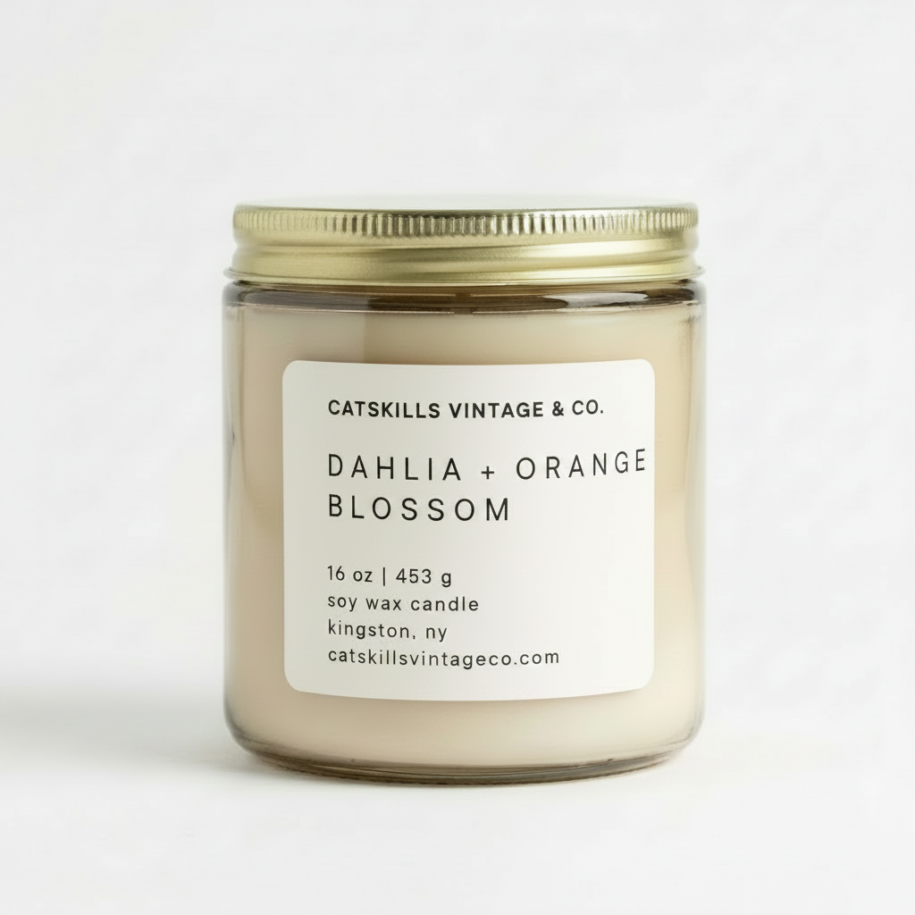 16 oz. Oatmeal Glass Candle - Dahlia + Orange Blossom hero shot