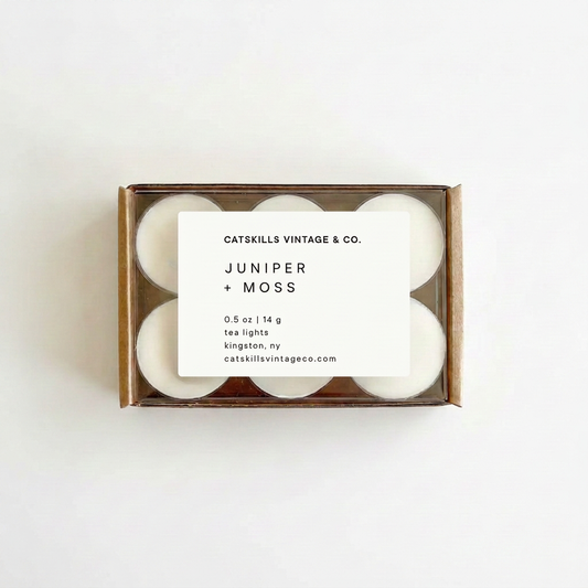 Juniper + Moss whiter-label tea lights