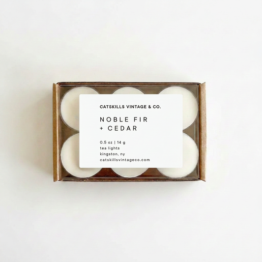 Noble Fir + Cedar whiter-label tea lights