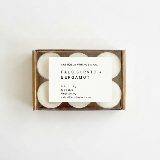Palo Santo + Bergamot whiter-label tea lights