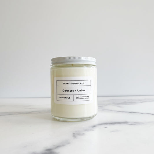 Oakmoss + Amber Glass Jar Candle